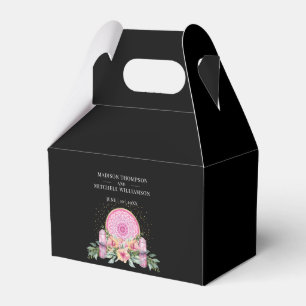 Pink Floral Mandala Crystals Metaphysical Wedding Favor Boxes