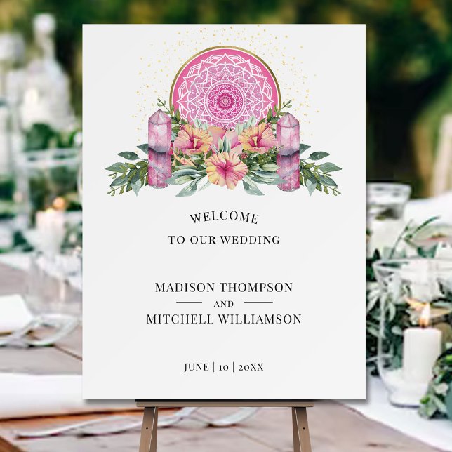 Pink Floral Mandala Crystals Metaphysical Wedding  Foam Board (Creator Uploaded)