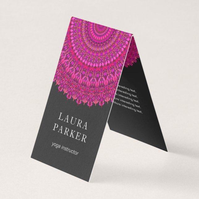 Pink Floral Mandala Ornament Business Card (Front)