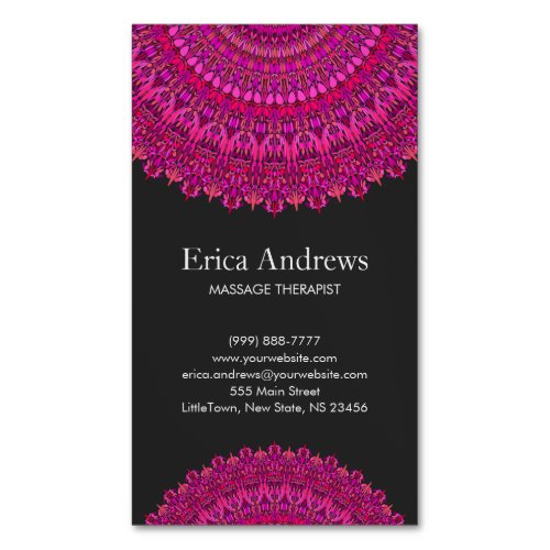 Pink Floral Mandala Ornament Business Card Magnet