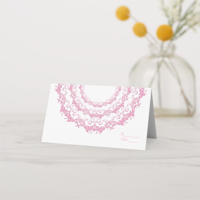 Pink floral mandala place card (Front)