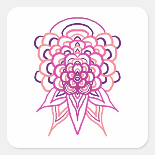 Pink Floral Mandala Vinyl Sticker | Aesthetic Boho