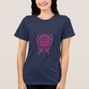 Pink Floral Mandala Women's Navy Blue T-Shirt Ae Tri-Blend Shirt