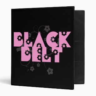 Pink Floral Martial Arts Black Belt 3 Ring Binder