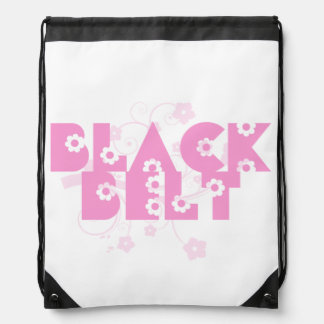 Pink Floral Martial Arts Black Belt Backpack