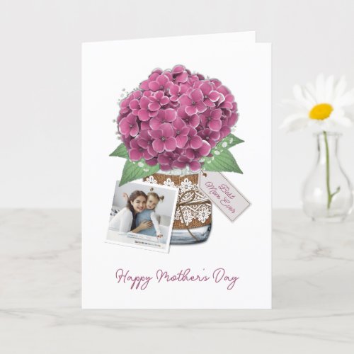 Pink Floral Mason Jar Photo Mothers Day Card