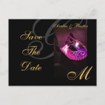Pink Floral Masquerde Save The Date Postcard at Zazzle