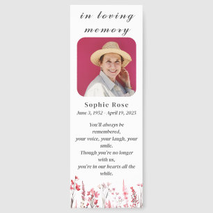 Pink Floral Memorial Celebration of Life Funeral Bookmarks
