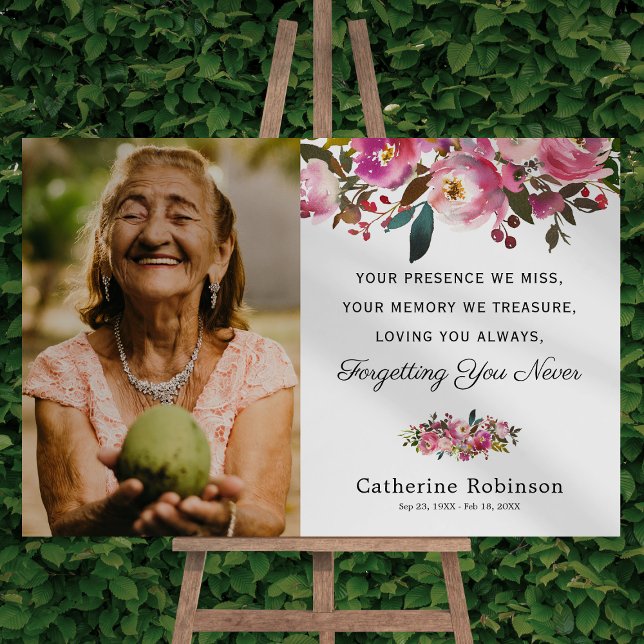 Pink Floral Memorial Funeral Photo Foam Board (Creator Uploaded)