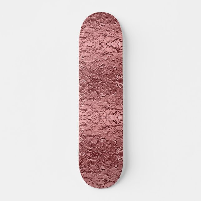 Pink Floral Metallic Skateboard Deck (Front)