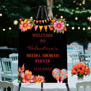 Pink Floral Mexican Fiesta Bridal Shower Welcome  Foam Board