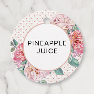 Pink Floral Mimosa Bar Bottle Tags
