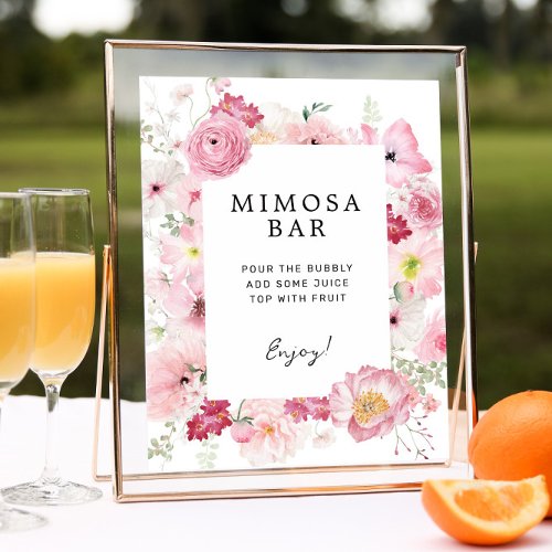Pink Floral Mimosa Bar Sign