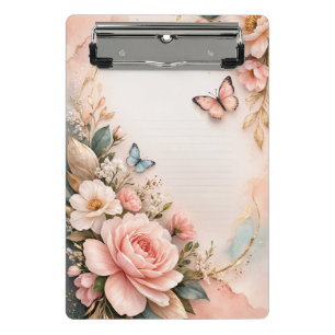 Pink Floral Mini Clipboard – Cute Flower Stationer