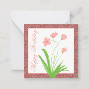 Pink Floral Mini Note Card