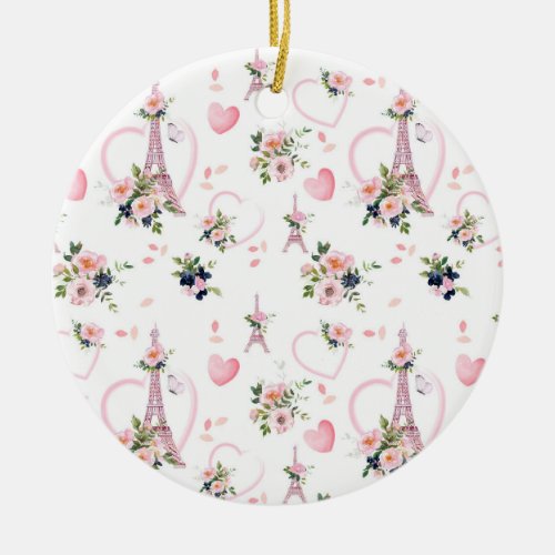  Pink Floral Minimalist Parisian Ornament