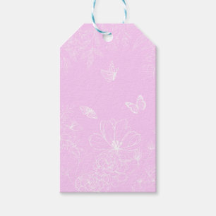 Pink Floral Minimalist Pattern Modern Abstract Gift Tags