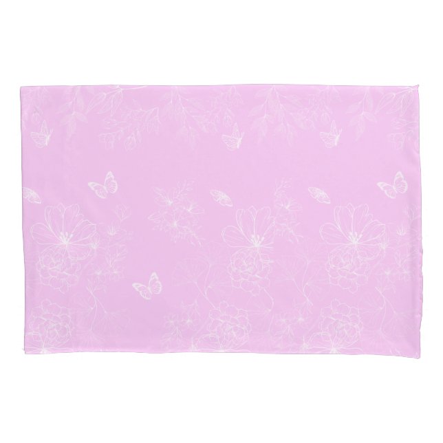 Pink Floral Minimalist Pattern Modern Abstract Pillow Case (Front)