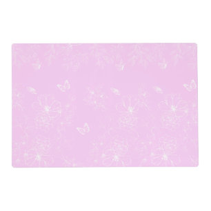 Pink Floral Minimalist Pattern Modern Abstract Placemat