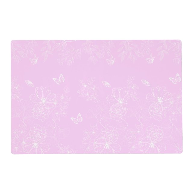 Pink Floral Minimalist Pattern Modern Abstract Placemat (Front)