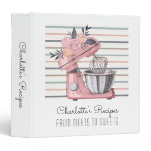 Pink Floral Mixer Recipe 3 Ring Binder