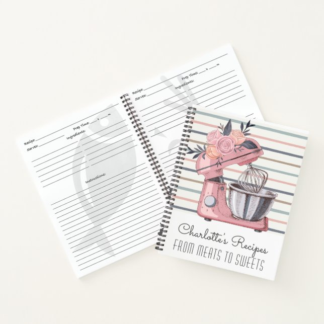 Pink Floral Mixer Recipe  Notebook (Inside)