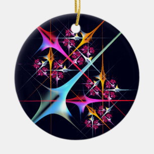 Pink Floral Modern Abstract Art Color Pattern #01 Ceramic Ornament
