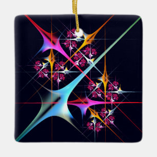 Pink Floral Modern Abstract Art Color Pattern #01 Ceramic Ornament