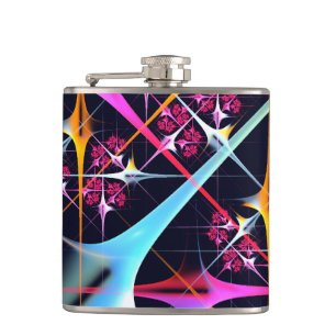 Pink Floral Modern Abstract Art Color Pattern #01 Flask