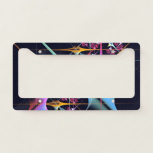 Pink Floral Modern Abstract Art Color Pattern #01 License Plate Frame