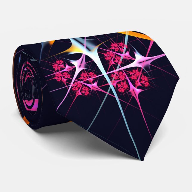 Pink Floral Modern Abstract Art Color Pattern #01 Neck Tie (Rolled)