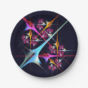 Pink Floral Modern Abstract Art Color Pattern #01 Paper Plates