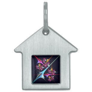 Pink Floral Modern Abstract Art Color Pattern #01 Pet ID Tag