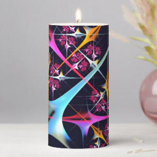 Pink Floral Modern Abstract Art Color Pattern #01 Pillar Candle