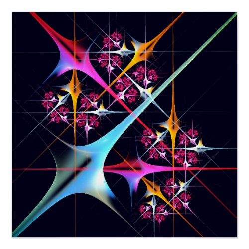 Pink Floral Modern Abstract Art Color Pattern 01 Poster