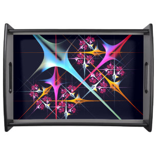 Pink Floral Modern Abstract Art Color Pattern #01 Serving Tray