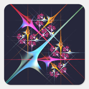 Pink Floral Modern Abstract Art Color Pattern #01 Square Sticker