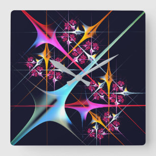 Pink Floral Modern Abstract Art Color Pattern #01 Square Wall Clock