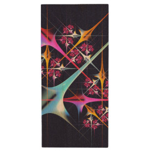Pink Floral Modern Abstract Art Color Pattern #01 Wood Flash Drive