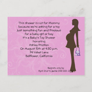 Pink Floral Modern Mom Baby Shower Invitation Postcard