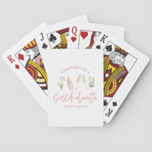 Pink floral modern pink girly bachelorette party poker cards