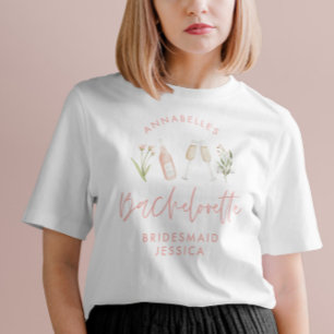 Pink floral modern pink girly bachelorette party T-Shirt