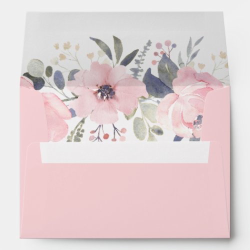 Pink Floral Modern Watercolor Bridal Shower Envelope