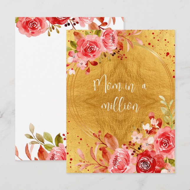 Pink Floral Mom in a Million Mother's Day Gold Postcard (Front/Back)