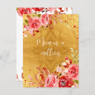 Pink Floral Mom in a Million Mother's Day Gold Postcard