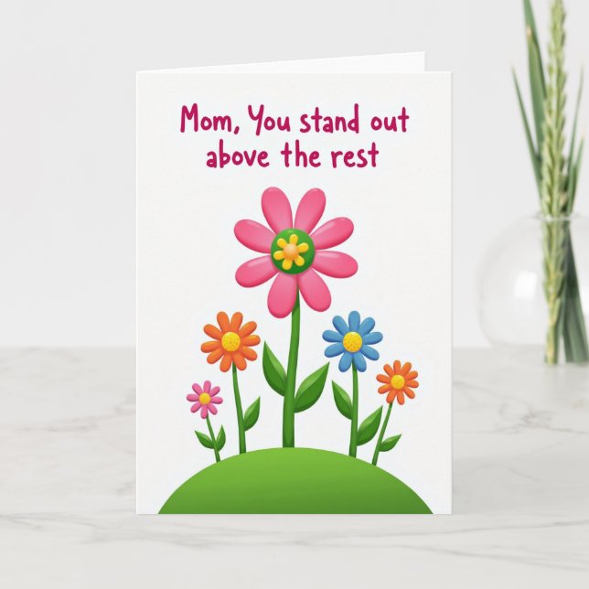 Pink Floral Mom Standout Card (Front)