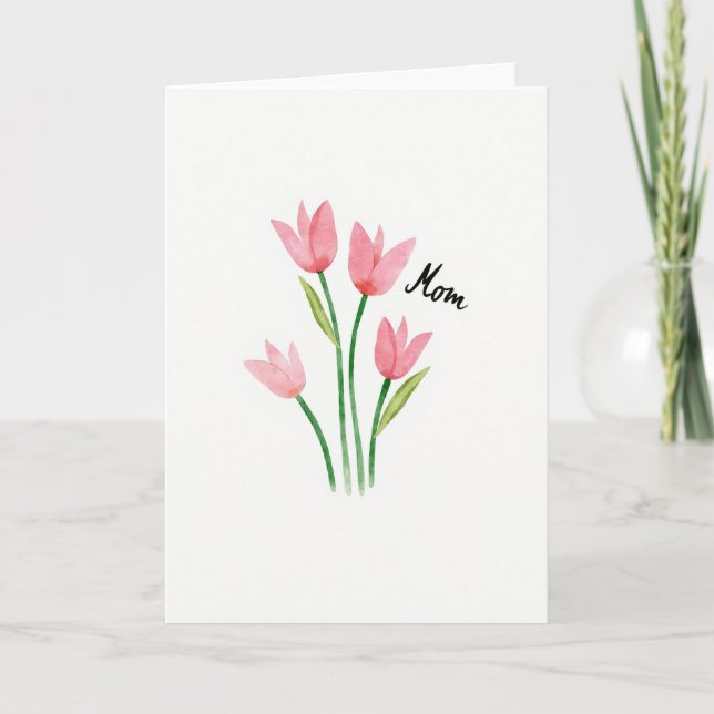 Pink Floral Mom Watercolor Card (Front)
