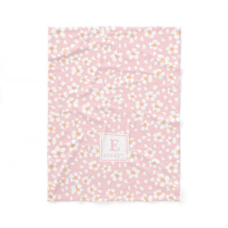 Pink Floral Monogram Custom Blanket for girls