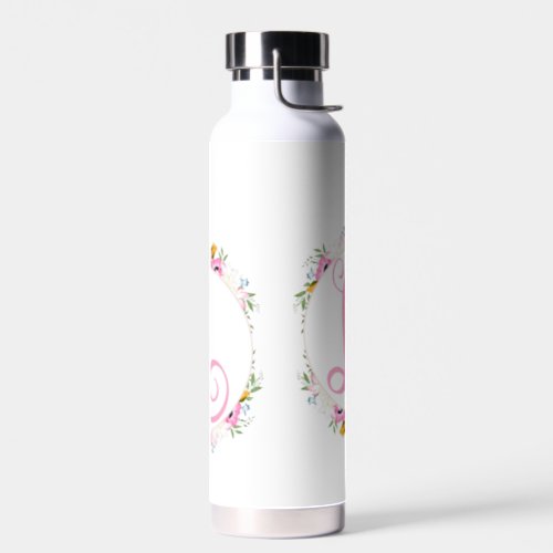 Pink Floral Monogram Drinkware Water Bottle