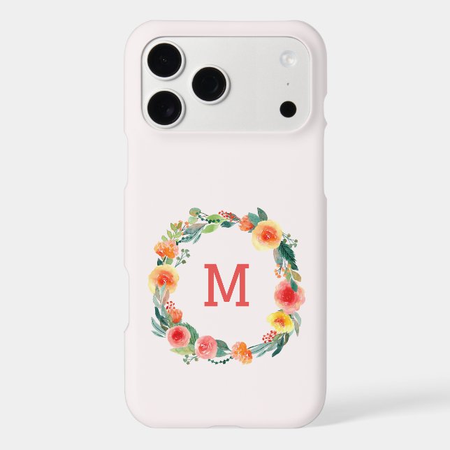 Pink Floral Monogram Iphone Case (Back)